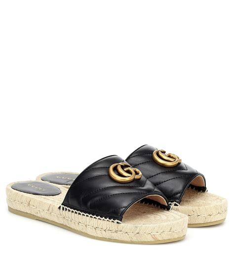 women's gucci espadrille slides|Gucci espadrille flats.